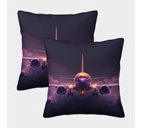 LYJSMDAAA 3D Printed Aviation Aircraft Throw Pillow Cases Home Decorative Couch Sofa Pack of 2 Cushion Covers Decorative Square Pillow Cover Cushion Covers for Sofa Car Home Decor 45x45cm