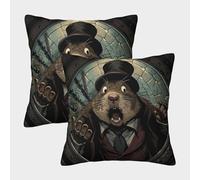 LYJSMDAAA 3D Printed Beaver Cushion Covers Set Shells for Couch Pack of 2 Cushion Covers Square Throw Pillow Home Decorative for Couch Outdoor Sofa Bedroom Living Room 50x50cm