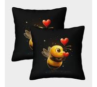 LYJSMDAAA 3D Printed Bee Cushion Covers Set Shells for Couch Pack of 2 Cushion Covers Square Throw Pillow Home Decorative for Couch Outdoor Sofa Bedroom Living Room 45x45cm