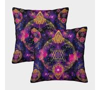 LYJSMDAAA 3D Printed Bohemian Mandala Cushion Cover Shells for Couch Pack of 2 Cushion Covers Square Throw Pillow Home Decorative for Couch Outdoor Sofa Bedroom Living Room 40x40cm