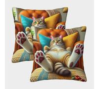 LYJSMDAAA 3D Printed Cute Cat Pillow Covers Home Decor for Sofa Bedroom 2 PCS Printed Pillowcases Square Throw Pillow Home Decor for Sofa Car Bedroom 45x45cm