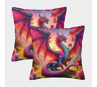 LYJSMDAAA 3D Printed Dragon Cushion Cover Home Couch Sofa Decorative Set of 2 Square Pillowcase Home Decorative for Couch Outdoor Sofa Bedroom Living Room 50x50cm