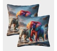 LYJSMDAAA 3D Printed Elephant Case Cushion Cover Sofa Home Decor Set of 2 Decorative Square Pillow Home Decorative for Men/Women Living Room Bedroom Sofa Chair Pillowcase 45x45cm
