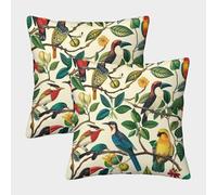 LYJSMDAAA 3D Printed Exotic Birds Pillow Covers Home Decor for Sofa Bedroom 2 PCS Printed Pillowcases Square Throw Pillow Home Decor for Sofa Car Bedroom 45x45cm