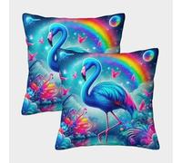 LYJSMDAAA 3D Printed Flamingo Case Cushion Cover Home Couch Sofa Decorative Set of 2 Square Pillowcase Home Decorative for Couch Outdoor Sofa Bedroom Living Room 40x40cm