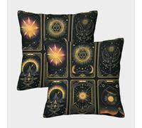 LYJSMDAAA 3D Printed Futuristic Tarot Cards Cushion Cover Home Couch Sofa Decorative Set of 2 Square Pillowcase Home Decorative for Couch Outdoor Sofa Bedroom Living Room 40x40cm