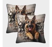 LYJSMDAAA 3D Printed German Shepherd Case Cushion Cover Sofa Couch Home 2 PCS Printed Pillowcases Decorative Square Pillow Cover Cushion Covers for Sofa Car Home Decor 45x45cm