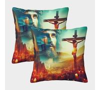 LYJSMDAAA 3D Printed Jesus - Religion Case Cushion Cover Home Decorative Couch Sofa Pack of 2 Cushion Covers Decorative Square Pillow Cover Cushion Covers for Sofa Car Home Decor 50x50cm
