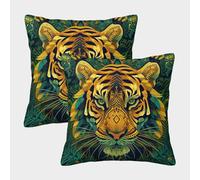 LYJSMDAAA 3D Printed Jungle Tiger Cushion Cover Home Couch Bed of 2 Pillowcases Pillowcases Square Home Decorative for Men/Women Living Room Bedroom Sofa Chair Pillowcase 45x45cm
