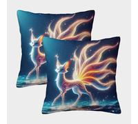 LYJSMDAAA 3D Printed Nine-tailed Fox Case Cushion Cover Shells for Couch Pack of 2 Cushion Covers Square Throw Pillow Home Decorative for Couch Outdoor Sofa Bedroom Living Room 40x40cm