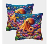 LYJSMDAAA 3D Printed Octopus Pillow Covers Home Decor for Sofa Bedroom 2 PCS Printed Pillowcases Square Throw Pillow Home Decor for Sofa Car Bedroom 40x40cm