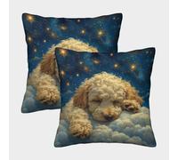 LYJSMDAAA 3D Printed Poodle Throw Pillow Cases Home Decor for Sofa Bedroom 2 PCS Printed Pillowcases Square Throw Pillow Home Decor for Sofa Car Bedroom 50x50cm