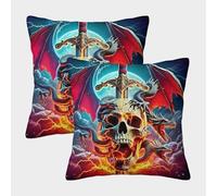 LYJSMDAAA 3D Printed Pterosaur Cushion Cover Shells for Couch Pack of 2 Cushion Covers Square Throw Pillow Home Decorative for Couch Outdoor Sofa Bedroom Living Room 50x50cm