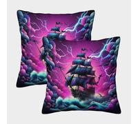 LYJSMDAAA 3D Printed Sailboat Case Cushion Cover Shells for Couch Pack of 2 Cushion Covers Square Throw Pillow Home Decorative for Couch Outdoor Sofa Bedroom Living Room 50x50cm