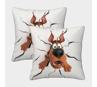 LYJSMDAAA 3D Printed Scooby Dog Cushion Cover Decorative Pillowcases Pack of 2 Pillowcases Square Romantic Square Cushion Pillowcases 45x45cm