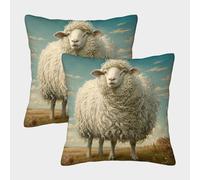 LYJSMDAAA 3D Printed Sheep Pillow Case Cushion Sofa Couch Home 2 PCS Printed Pillowcases Decorative Square Pillow Cover Cushion Covers for Sofa Car Home Decor 40x40cm