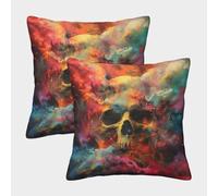LYJSMDAAA 3D Printed Skull Head Cushion Cover Decorative Pillowcases Pack of 2 Pillowcases Square Romantic Square Cushion Pillowcases 40x40cm