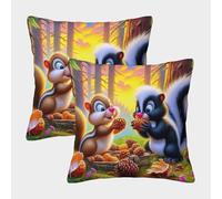 LYJSMDAAA 3D Printed Squirrel Pillow Covers for Sofa Bedroom Living Room of 2 Pillowcases Square Pillowcase Sofa Cushions Luxury Pillow Cases for Outdoor Garden 50x50cm
