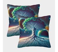 LYJSMDAAA 3D Printed Tree of Life Case Cushion Cover Sofa Couch Home 2 PCS Printed Pillowcases Decorative Square Pillow Cover Cushion Covers for Sofa Car Home Decor 50x50cm