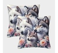 LYJSMDAAA 3D Printed Wolf Case Cushion Cover for Sofa Bedroom Living Room of 2 Pillowcases Square Pillowcase Sofa Cushions Luxury Pillow Cases for Outdoor Garden 40x40cm