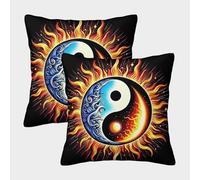 LYJSMDAAA 3D Printed Yin-yang Cushion Covers Set Décor for Living Room Pack of 2 Square Throw Pillow Sofa Cushions Luxury Pillow Cases for Outdoor Garden 45x45cm