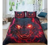 LYJSMDAAA Anime Wolf 3Pcs Bedding Set Duvet Cover Printed Quilt Cover,3D Duvet Cover with Zipper for Boys Adult,Microfibre,Bedding Duvet Cover Set with Pillowcases Double（200x200cm）