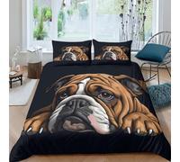 LYJSMDAAA English Bulldog 3D Printed Duvet Cover Set 3 Pcs Bedding Set,Soft,Pillowcases, Quilt Cover Easy Care Anti-Allergic And Smooth for Kid Teens Boys And Girls Man Double（200x200cm）