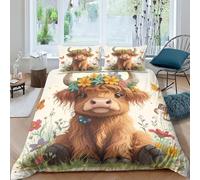 LYJSMDAAA Highland Cow Duvet Cover Set 3D Printed Bedding Quilt Cover Set 3 Pieces Soft Microfiber Bedding Duvet Cover Set with Zipper Closure for Teens And Adults King（220x240cm）