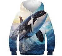 LYJSMDAAA Kids Novelty 3D Printed Sweatshirt Girl Boy Orca Pullover Hoodies for 6-15 Years