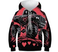 LYJSMDAAA Monster Truck Unisex Boys Hoodies 3D Kids Funny Printed Pullover Hooded Sweatshirt Pockets for 6-15 Years