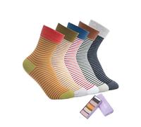 lykicool Ankle Socks for Women Thin Cotton Soft Striped Cute Womens Socks Novelty Fun,5 Pairs(Size 5-9), 5 Pairs Striped, 4-8 UK