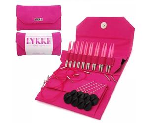 Lykke BL-35IC-SET-FSC Blush Fuschia Interchangeable Circular Birchwood Knitting Needle Set - 3.5"