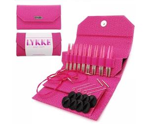 Lykke Blush Interchangeable Circular Birchwood Knitting Needle Set 3.5in Tips - Blush Basketweave