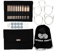 Lykke Cypra 5 in. Complete Set US Sizes US 3, 4, 5, 6, 7, 8, 9, 10, 10.5, 11, 13, 15 Interchangeable Circ. Knitting Needles for DK, Worsted, Chunky Yarn, Copper, 5 Cords, Black VS Case, Project Bag