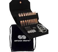 Lykke Cypra 5 Inch (13cm) Interchangeable Circular Knitting Needles Polished Copper US 3, 4, 5, 6, 7, 8, 9, 10, 10.5, 11, 13, & 15, with 5 Cords, connectors, Black Vegan Suede Case, Project Bag