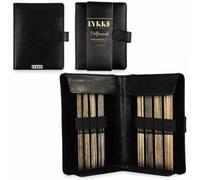 LYKKE Double Pointed 15cm (6in) Knitting Needle Set 2mm-3.75mm Driftwood Black Faux Leather