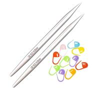 Lykke Flight Interchangeable Circular Tips Mini 5 inch US 1 (2.25 mm) - Requires Mini Cords - 316 Stainless Steel, 2 Stoppers, 1 Tightening Key, 10 Colorful Stitch Holders