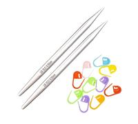 Lykke Flight Interchangeable Circular Tips Standard 3.5 inch US 3 (3.25 mm) 316 Stainless Steel, 2 Stoppers, 1 Tightening Key, 10 Colorful Stitch Holders