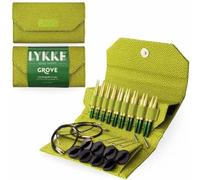 Lykke Interchangeable Circular Knitting Needle Set 3.5in Tips Grove Bamboo Green Basketweave Effect - Grove Bamboo Green Basketweave Effect