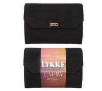 Lykke Cypra Copper 5 Inch Interchangeable Knitting Needle Set (US 4-17) in Black Vegan Suede Case, Blue, Gold