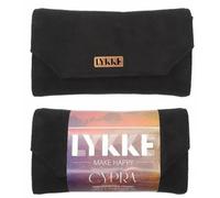 Lykke Cypra Copper 5 Inch Interchangeable Knitting Needle Set (US 4-17) in Black Vegan Suede Case, Blue, Gold