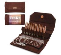 Lykke Interchangeable Circular Knitting Needles Set with 3.5" Tips - Copper Brown - Vegan Suede - Brown