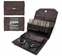 Lykke Interchangeable Knitting Needles, 5" Inch Driftwood Wooden Needles, Knitting Needles Set - (Cacao Denim Effect)