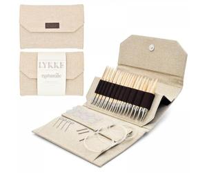 Lykke Interchangeable Knitting Needles, Naturale Wooden 3.5", Knitting Needles Set - Beige Jute Canvas