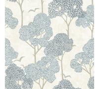 Lykke Tree Wallpaper Fine Decor - Blue