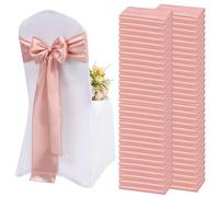 Lykoow 100 Pieces Rose Gold Satin Chair Sashes for Wedding Reception Party Hotel Home Kitchen Decoration-Rose Gold