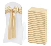 Lykoow 60 Pcs Champagne Chair Sashes Satin Chair Bows Sashes for Party, Hotel, Wedding, Reception, Restaurant Event Decoration (7 x 108 inch)