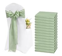 Lykoow Satin Chair Sashes - 60 Pieces, Sage Green, Decorative for Wedding Reception, Party, Hotel, Home, Kitchen