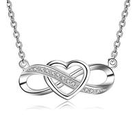 LYL.Adorer Infinity Endless Necklace for Women, 925 Sterling Silver with 5A Cubic Zirconia, Personalised Gift for Her
