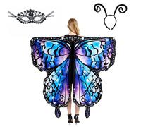 LYL. Ling Adult Butterfly Wings, Adults Fairy Wings, Butterfly Cape, Halloween Costumes for Women, 3PCS Butterfly Costume Wing Set (#007)